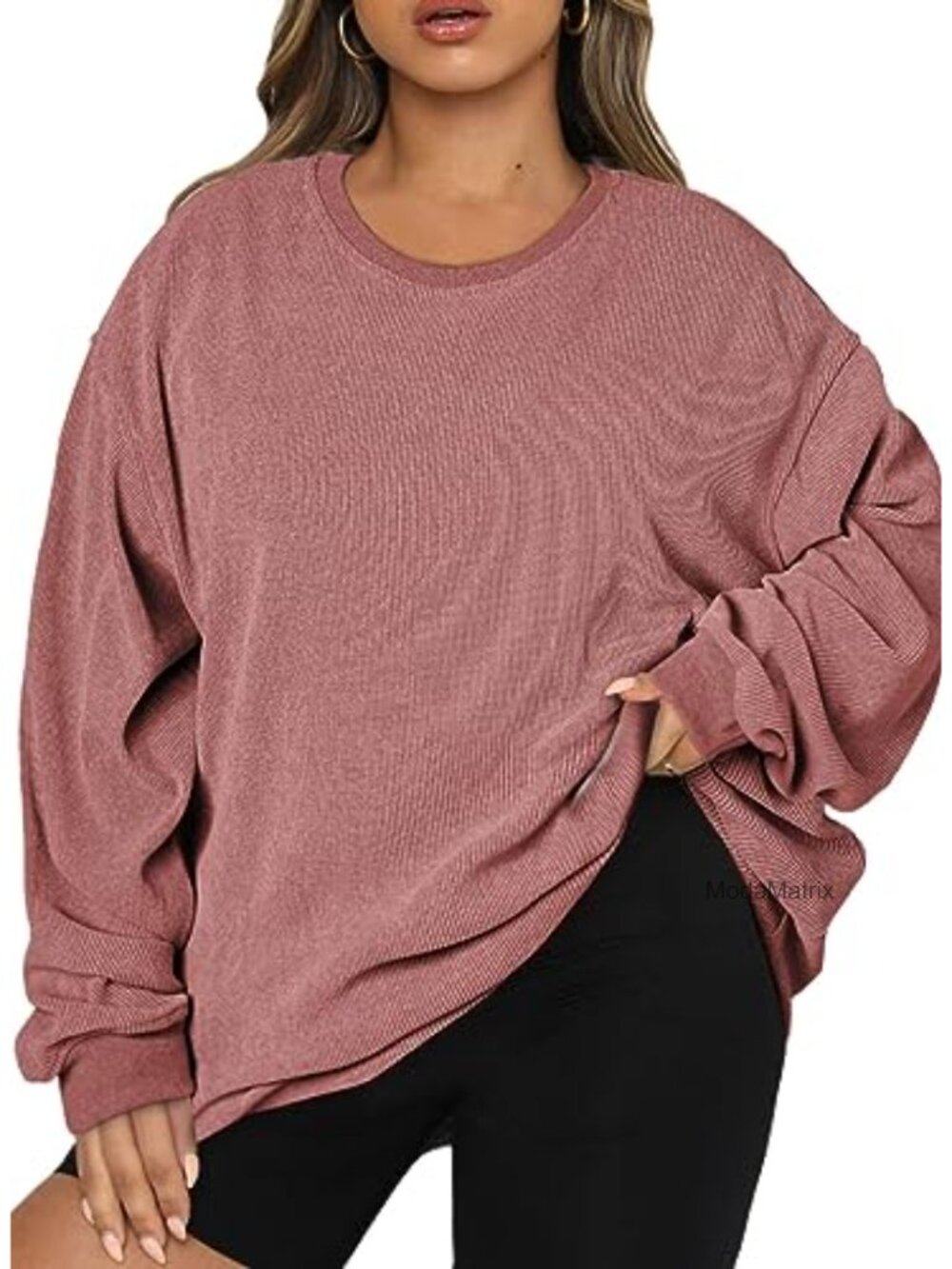 Women's Plus Size Oversized Crew Neck Long Sleeve Sweatshirt Polyester Pullover